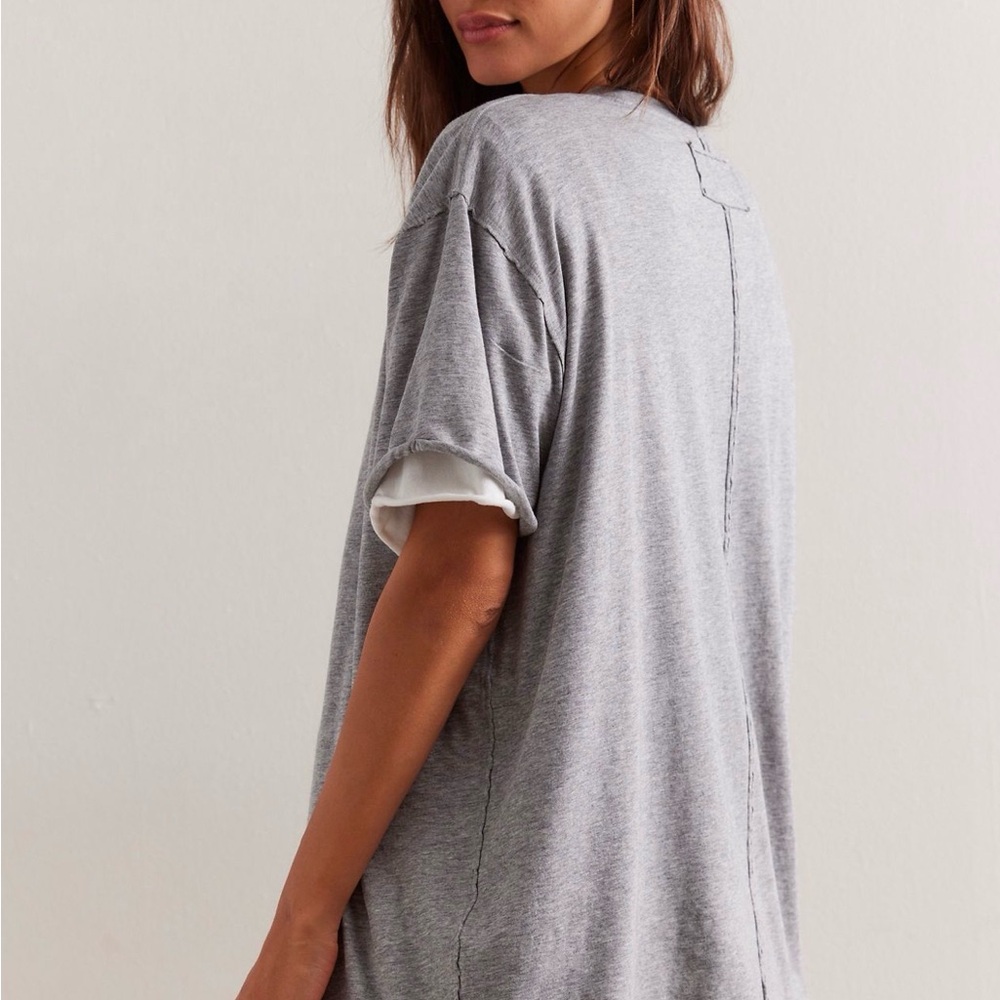 We The Free Heather Gray Short Sleeve Oversized Tee